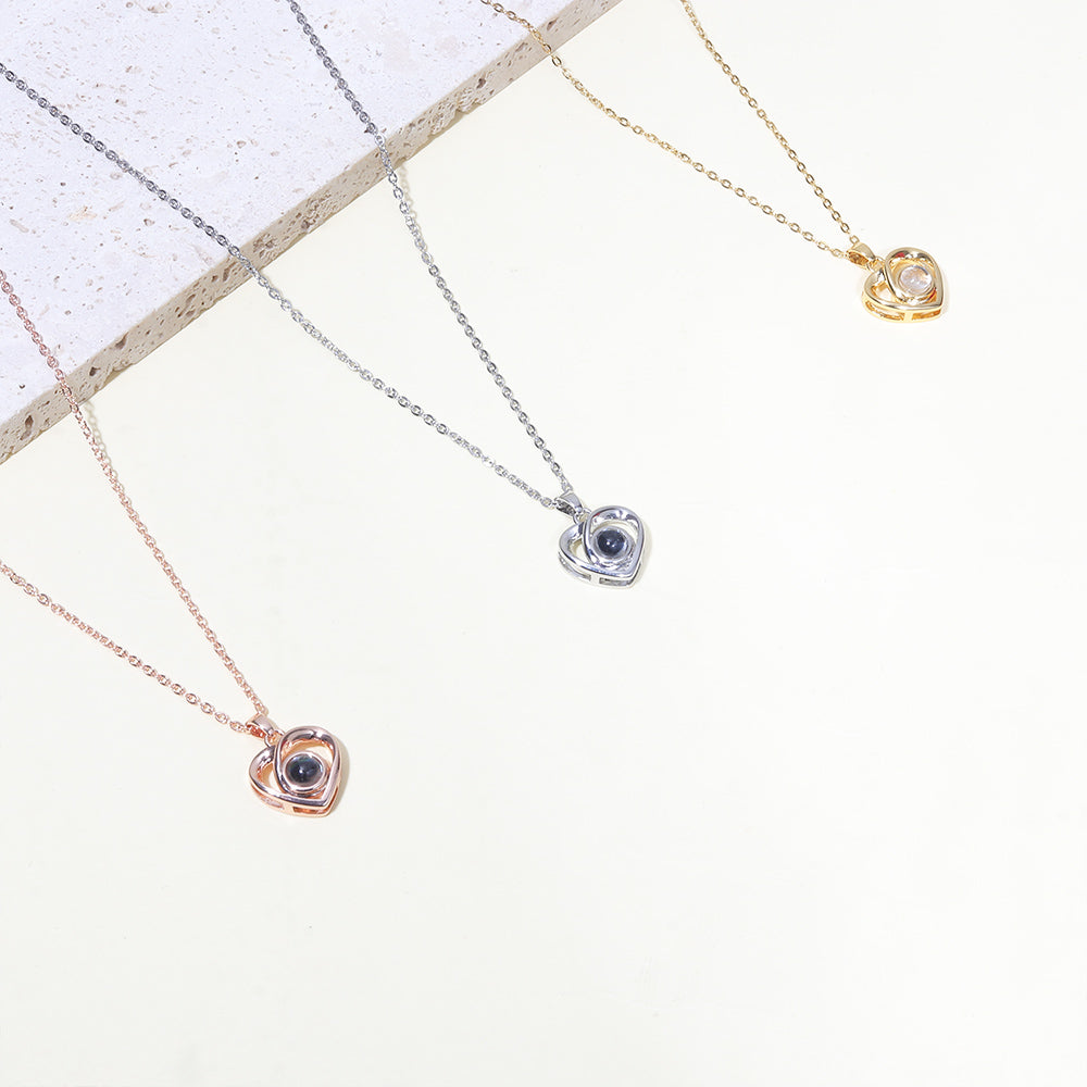 Zikrayati Gems Heart Photo Necklace