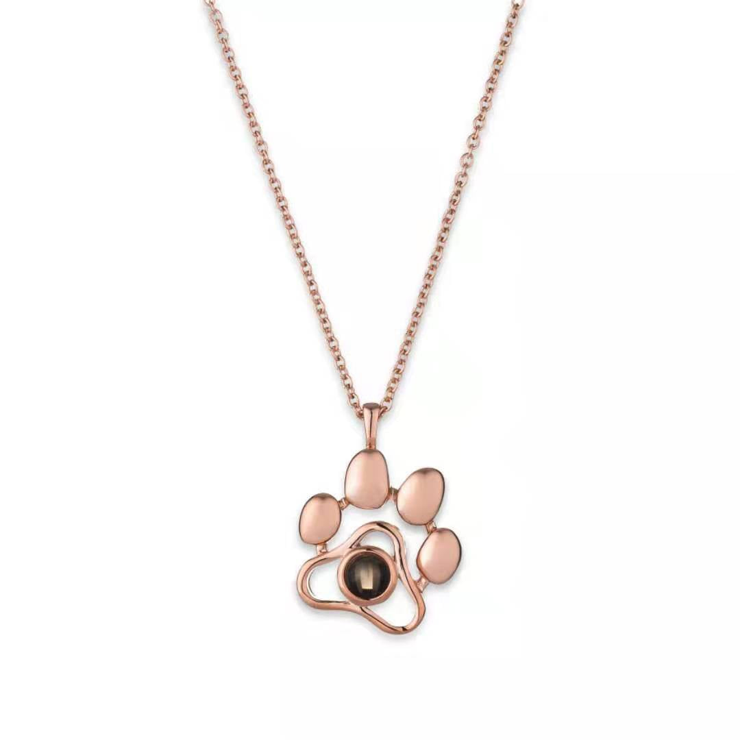 Zikrayati Gems Paw Print Photo Necklace