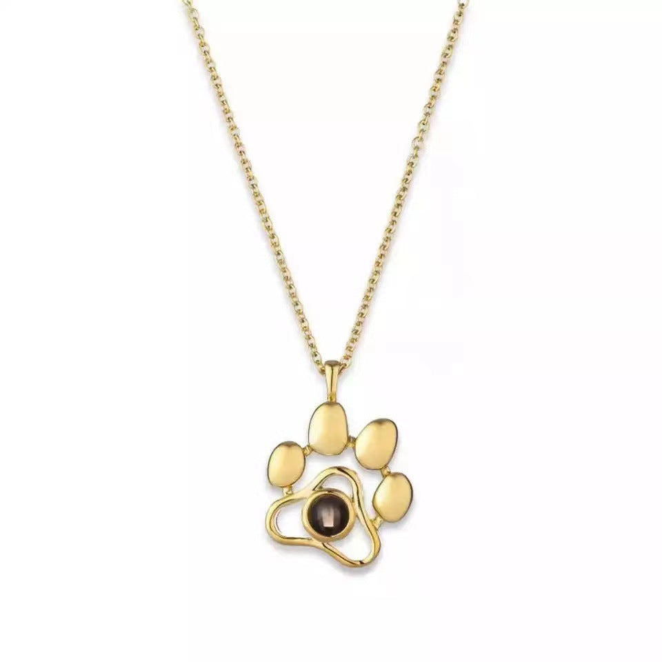 Zikrayati Gems Paw Print Photo Necklace