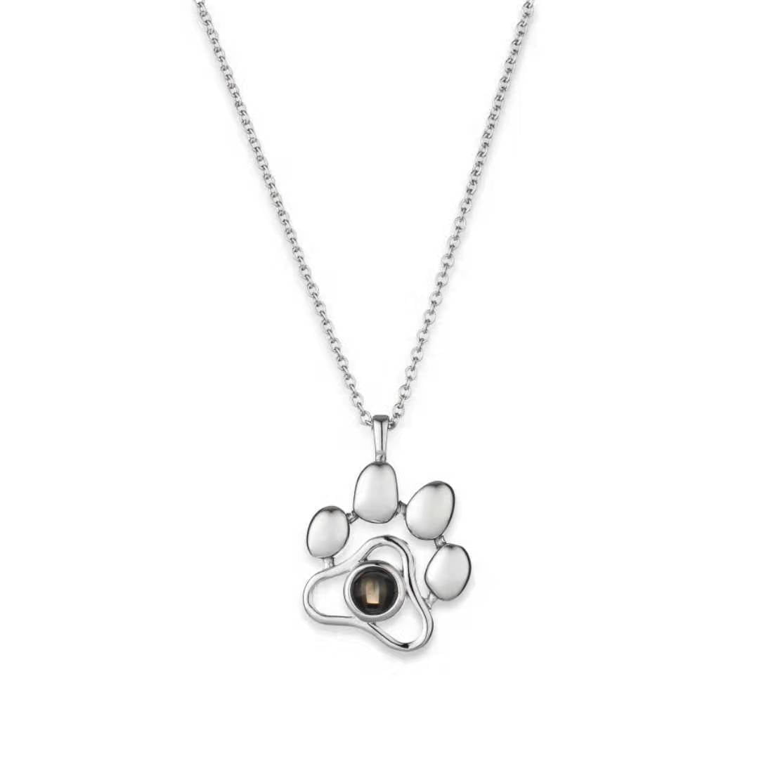 Zikrayati Gems Paw Print Photo Necklace